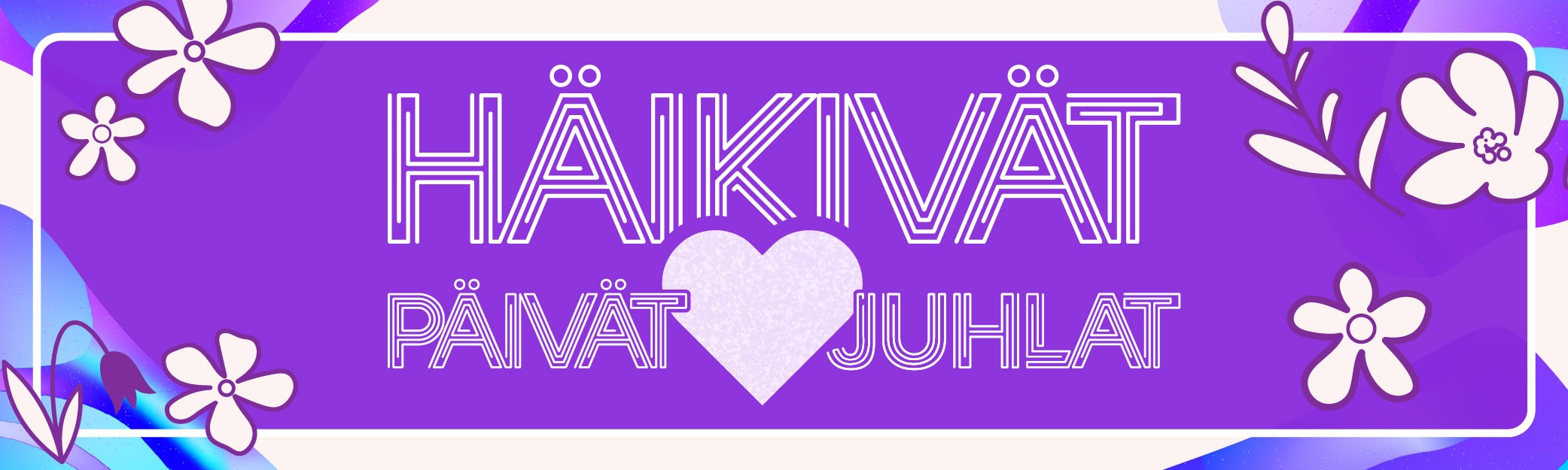 Häikivät päivät ja juhlat -tapahtuman violetti kukkakuvitus.