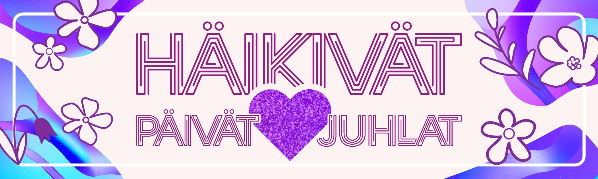 Häikivät päivät ja juhlat -tapahtuman vaalea kukkakuvitus.